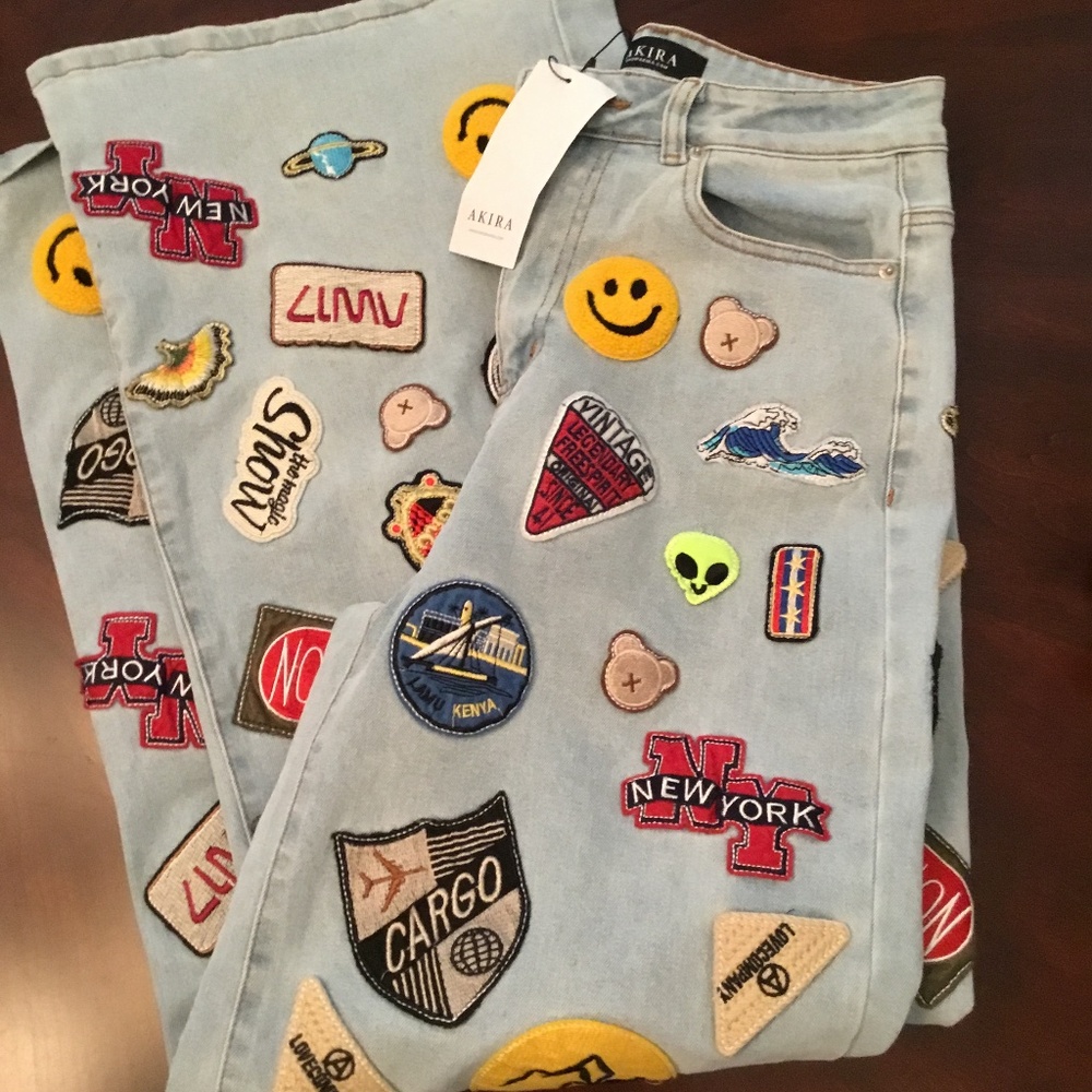 AUSTIN WIDE LEG PATCH DENIM - M